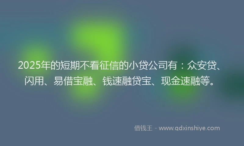 2025年的短期不看征信的小贷公司有：众安贷、闪用、易借宝融、钱速融贷宝、现金速融等。