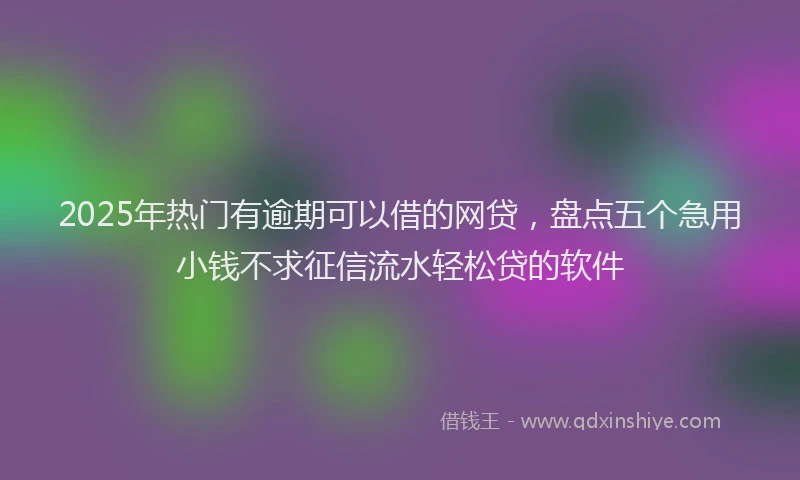 2025年热门有逾期可以借的网贷，盘点五个急用小钱不求征信流水轻松贷的软件