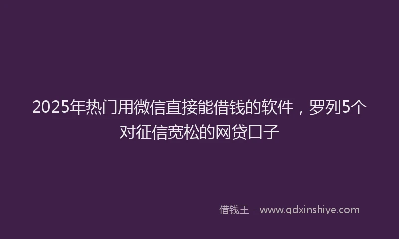 2025年热门用微信直接能借钱的软件，罗列5个对征信宽松的网贷口子