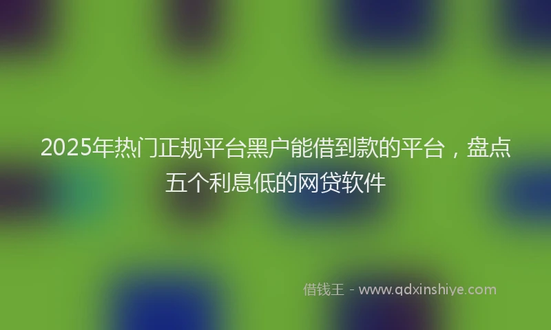 2025年热门正规平台黑户能借到款的平台，盘点五个利息低的网贷软件