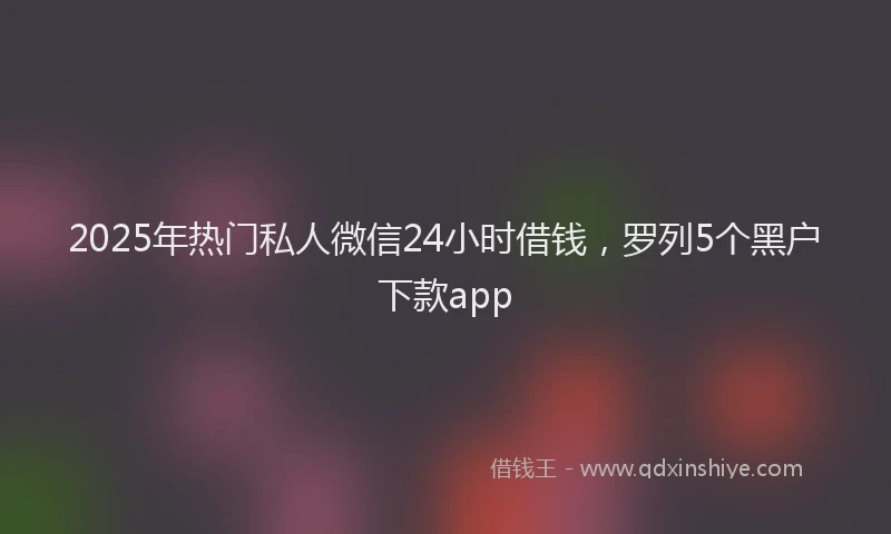2025年热门私人微信24小时借钱，罗列5个黑户下款app