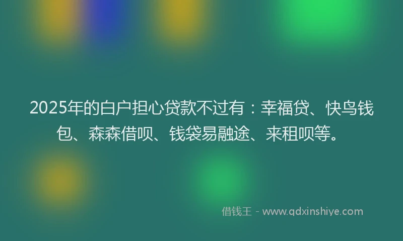 2025年的白户担心贷款不过有：幸福贷、快鸟钱包、森森借呗、钱袋易融途、来租呗等。