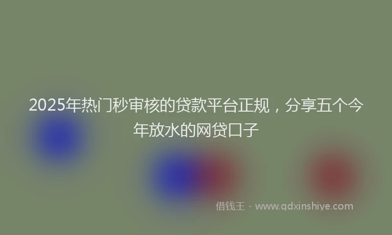 2025年热门秒审核的贷款平台正规，分享五个今年放水的网贷口子