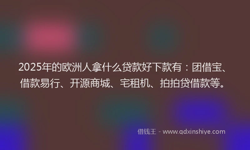 2025年的欧洲人拿什么贷款好下款有：团借宝、借款易行、开源商城、宅租机、拍拍贷借款等。