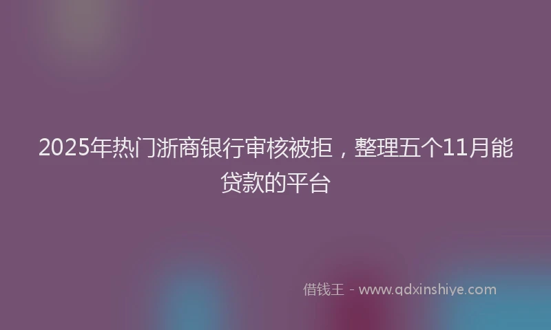 2025年热门浙商银行审核被拒，整理五个11月能贷款的平台