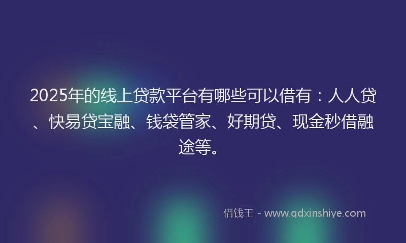 2025年的线上贷款平台有哪些可以借有：人人贷、快易贷宝融、钱袋管家、好期贷、现金秒借融途等。