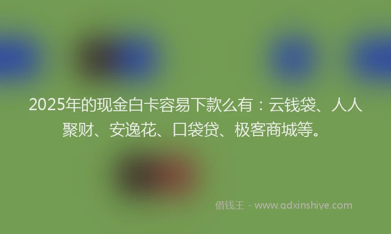 2025年的现金白卡容易下款么有：云钱袋、人人聚财、安逸花、口袋贷、极客商城等。