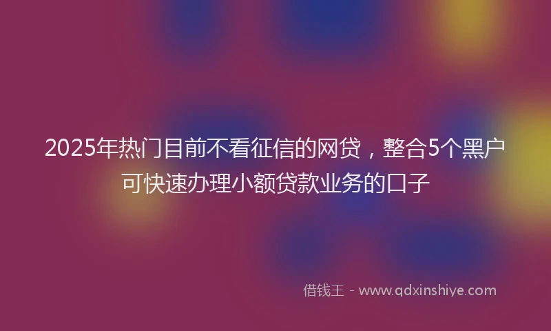 2025年热门目前不看征信的网贷，整合5个黑户可快速办理小额贷款业务的口子