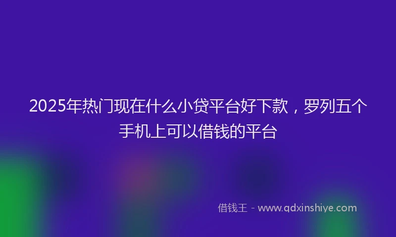 2025年热门现在什么小贷平台好下款，罗列五个手机上可以借钱的平台