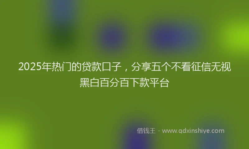 2025年热门的贷款口子，分享五个不看征信无视黑白百分百下款平台