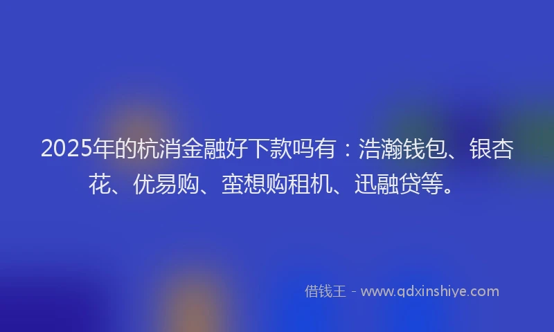 2025年的杭消金融好下款吗有：浩瀚钱包、银杏花、优易购、蛮想购租机、迅融贷等。