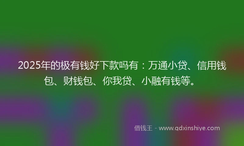 2025年的极有钱好下款吗有：万通小贷、信用钱包、财钱包、你我贷、小融有钱等。