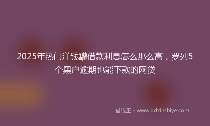 2025年热门洋钱罐借款利息怎么那么高，罗列5个黑户逾期也能下款的网贷