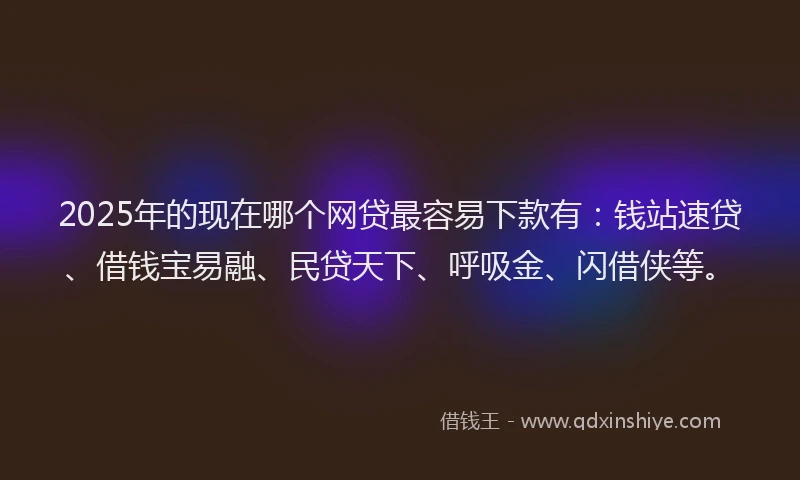2025年的现在哪个网贷最容易下款有：钱站速贷、借钱宝易融、民贷天下、呼吸金、闪借侠等。