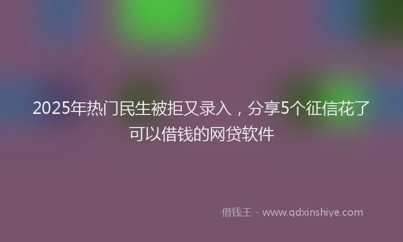 2025年热门民生被拒又录入，分享5个征信花了可以借钱的网贷软件