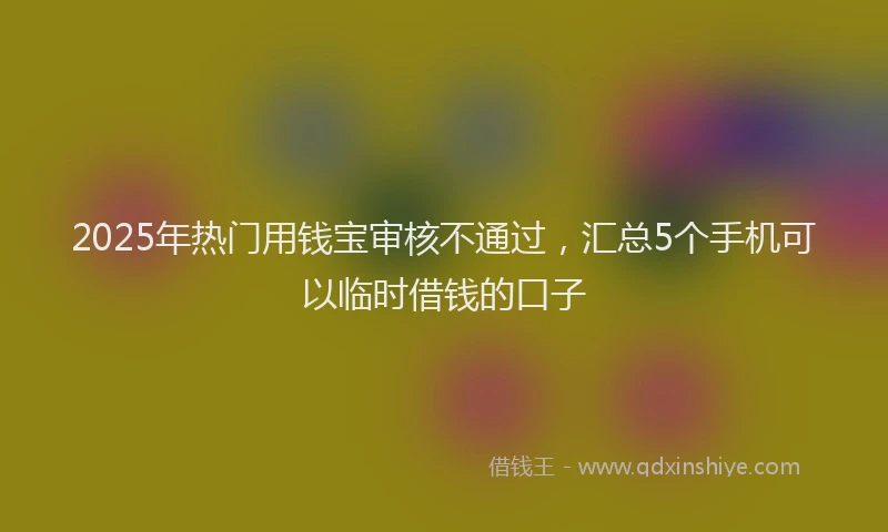 2025年热门用钱宝审核不通过，汇总5个手机可以临时借钱的口子