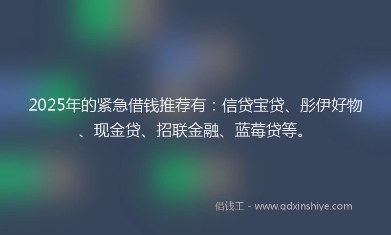 2025年的紧急借钱推荐有：信贷宝贷、彤伊好物、现金贷、招联金融、蓝莓贷等。