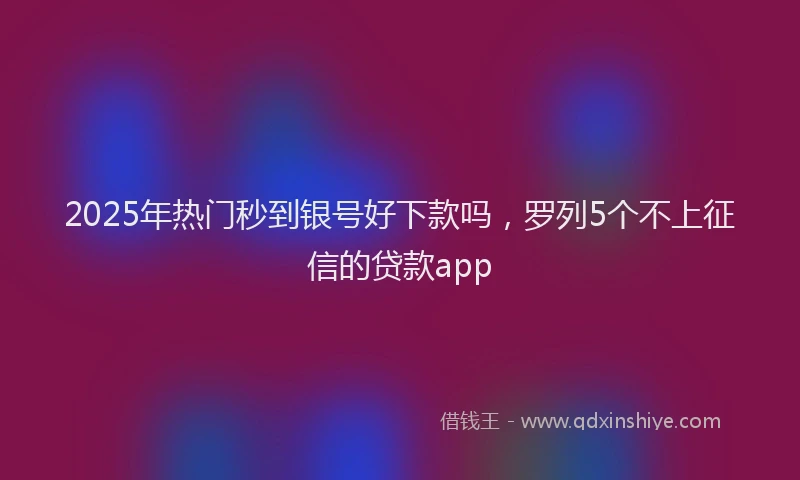2025年热门秒到银号好下款吗，罗列5个不上征信的贷款app