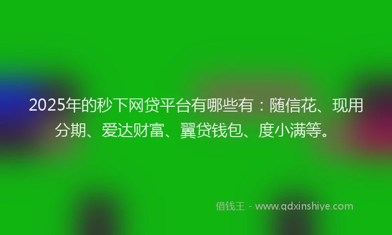 2025年的秒下网贷平台有哪些有：随信花、现用分期、爱达财富、翼贷钱包、度小满等。