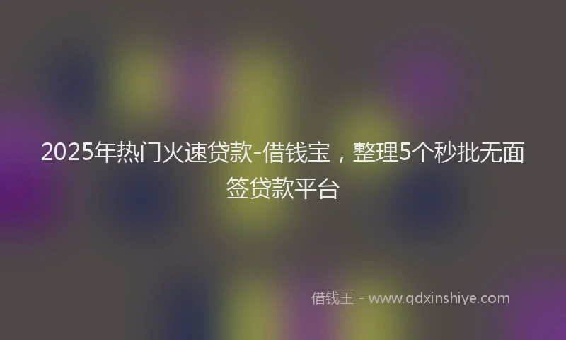 2025年热门火速贷款-借钱宝，整理5个秒批无面签贷款平台