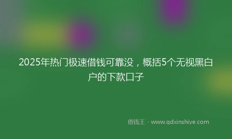 2025年热门极速借钱可靠没，概括5个无视黑白户的下款口子