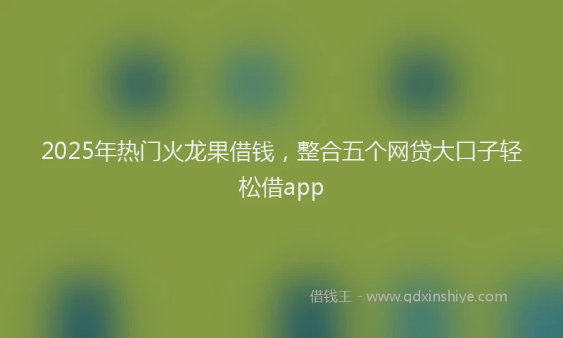 2025年热门火龙果借钱，整合五个网贷大口子轻松借app