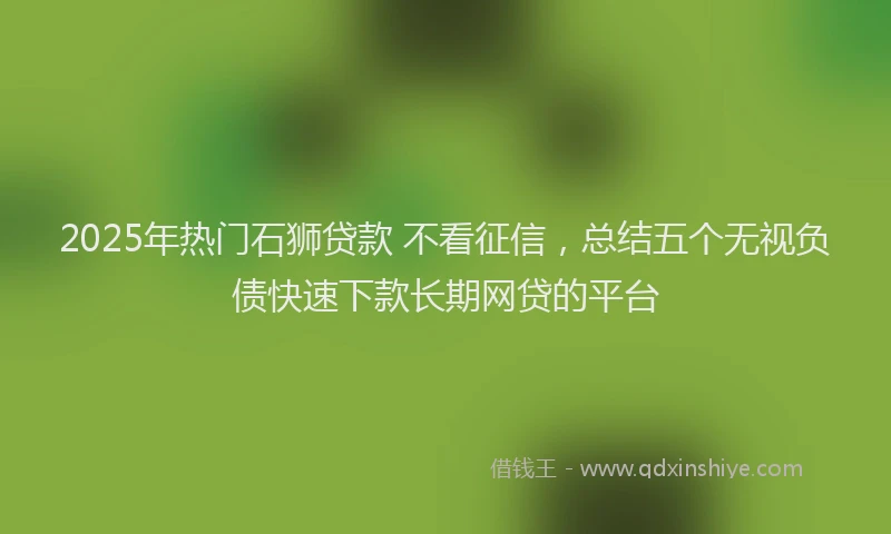 2025年热门石狮贷款 不看征信，总结五个无视负债快速下款长期网贷的平台
