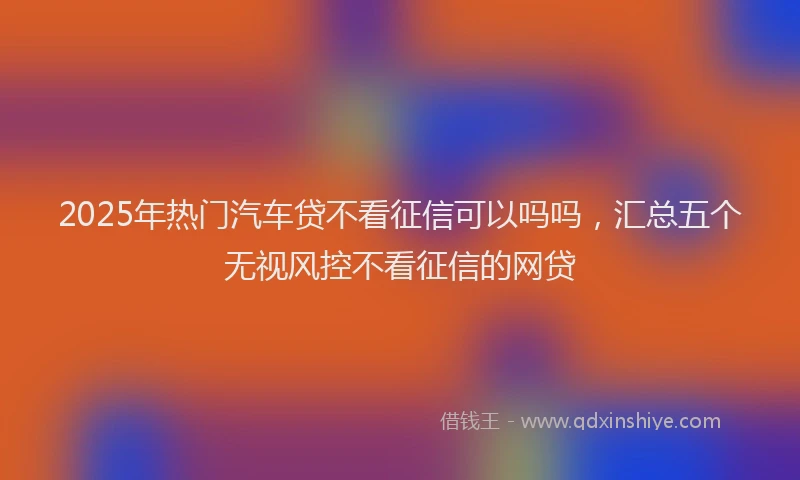 2025年热门汽车贷不看征信可以吗吗，汇总五个无视风控不看征信的网贷