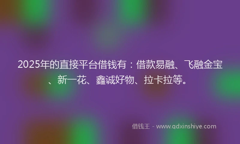 2025年的直接平台借钱有：借款易融、飞融金宝、新一花、鑫诚好物、拉卡拉等。