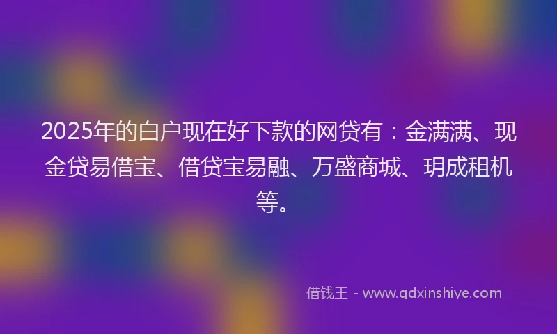 2025年的白户现在好下款的网贷有：金满满、现金贷易借宝、借贷宝易融、万盛商城、玥成租机等。