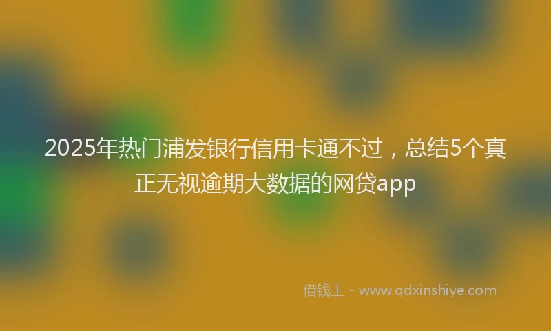 2025年热门浦发银行信用卡通不过，总结5个真正无视逾期大数据的网贷app