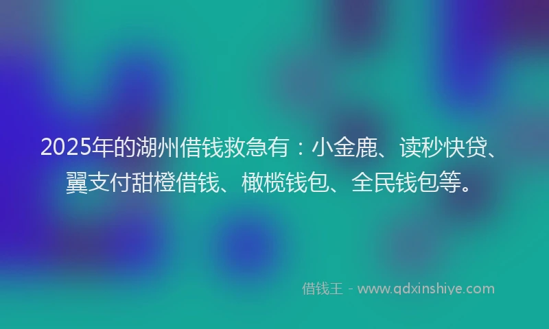 2025年的湖州借钱救急有：小金鹿、读秒快贷、翼支付甜橙借钱、橄榄钱包、全民钱包等。