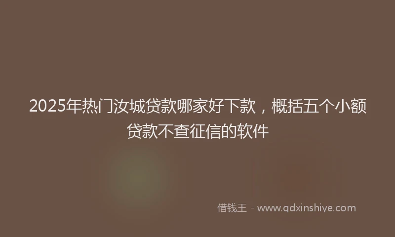 2025年热门汝城贷款哪家好下款，概括五个小额贷款不查征信的软件