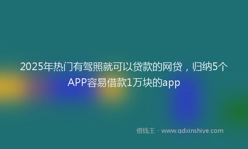 2025年热门有驾照就可以贷款的网贷，归纳5个APP容易借款1万块的app