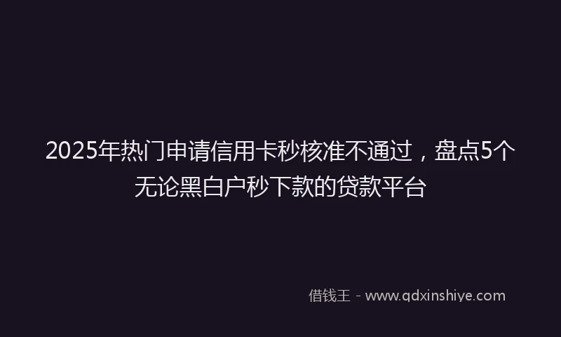 2025年热门申请信用卡秒核准不通过，盘点5个无论黑白户秒下款的贷款平台
