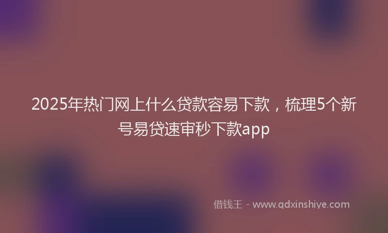 2025年热门网上什么贷款容易下款，梳理5个新号易贷速审秒下款app
