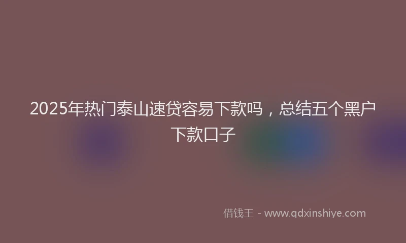 2025年热门泰山速贷容易下款吗，总结五个黑户下款口子
