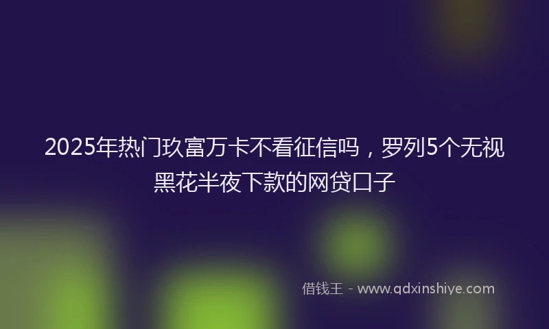 2025年热门玖富万卡不看征信吗，罗列5个无视黑花半夜下款的网贷口子