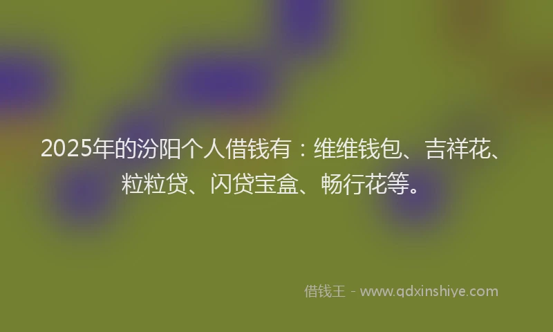 2025年的汾阳个人借钱有：维维钱包、吉祥花、粒粒贷、闪贷宝盒、畅行花等。