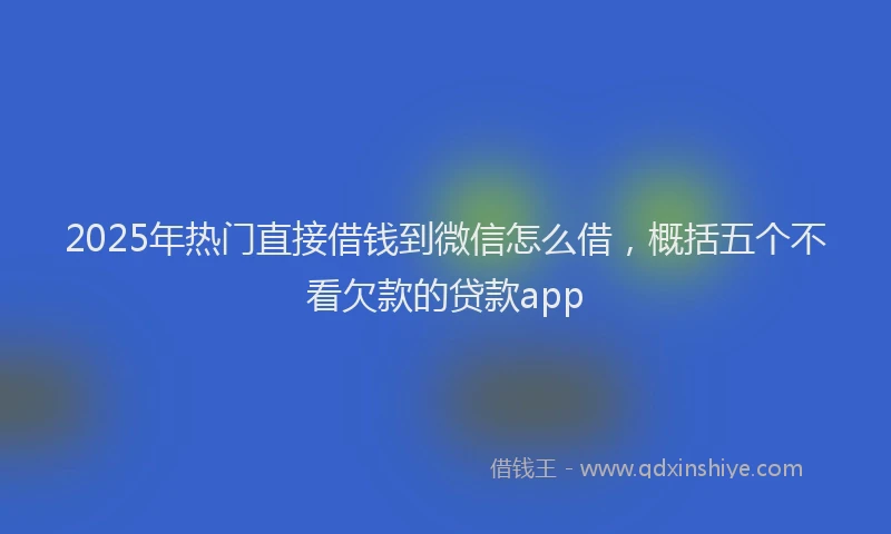 2025年热门直接借钱到微信怎么借，概括五个不看欠款的贷款app
