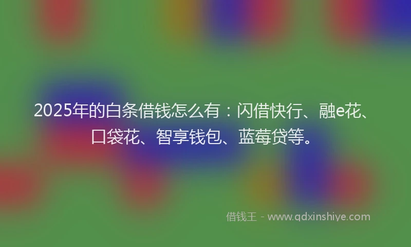 2025年的白条借钱怎么有：闪借快行、融e花、口袋花、智享钱包、蓝莓贷等。