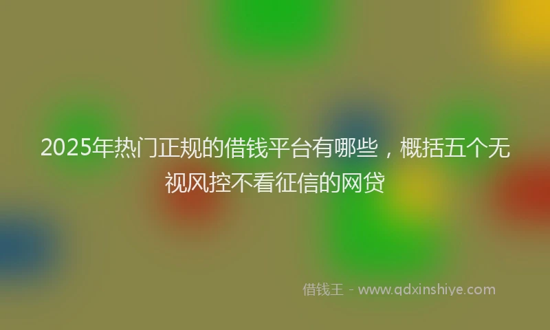 2025年热门正规的借钱平台有哪些，概括五个无视风控不看征信的网贷