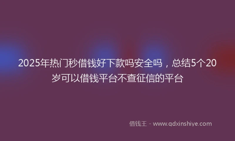 2025年热门秒借钱好下款吗安全吗，总结5个20岁可以借钱平台不查征信的平台