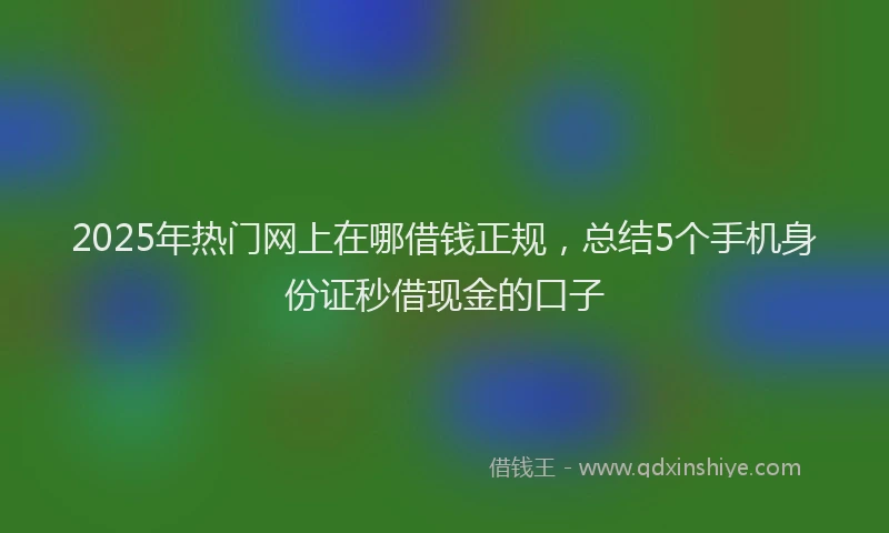 2025年热门网上在哪借钱正规，总结5个手机身份证秒借现金的口子