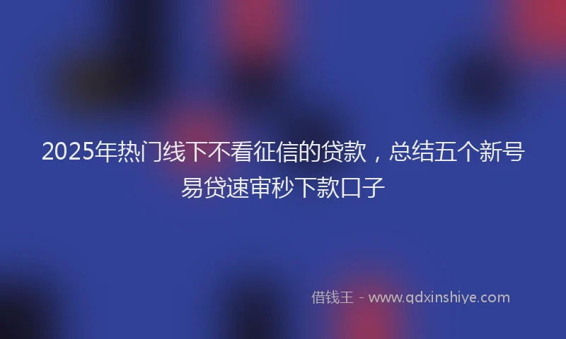 2025年热门线下不看征信的贷款，总结五个新号易贷速审秒下款口子