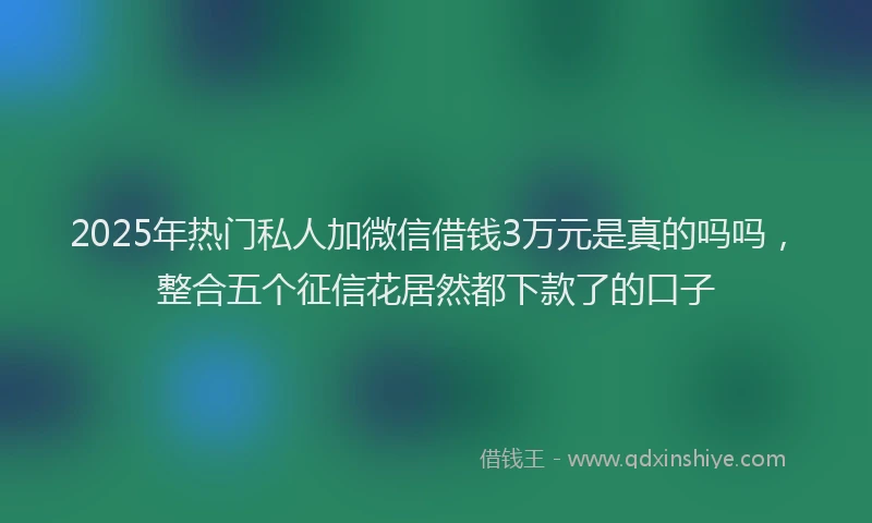 2025年热门私人加微信借钱3万元是真的吗吗，整合五个征信花居然都下款了的口子