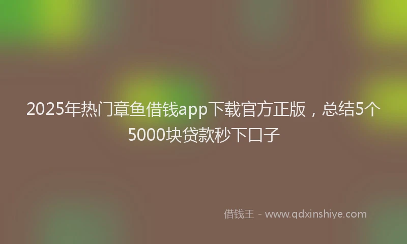 2025年热门章鱼借钱app下载官方正版，总结5个5000块贷款秒下口子