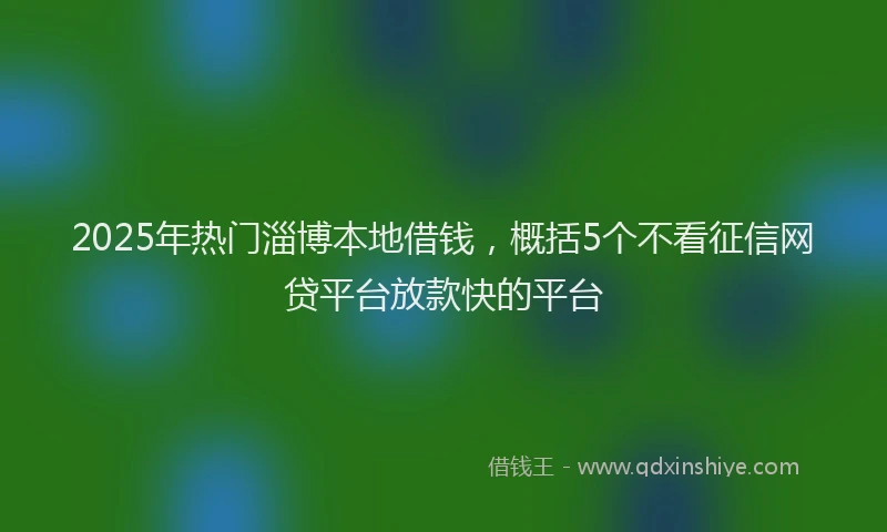 2025年热门淄博本地借钱，概括5个不看征信网贷平台放款快的平台