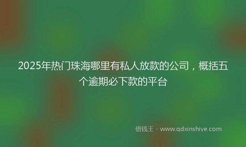 2025年热门珠海哪里有私人放款的公司，概括五个逾期必下款的平台