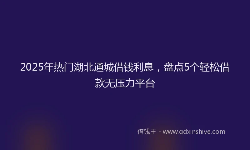 2025年热门湖北通城借钱利息，盘点5个轻松借款无压力平台